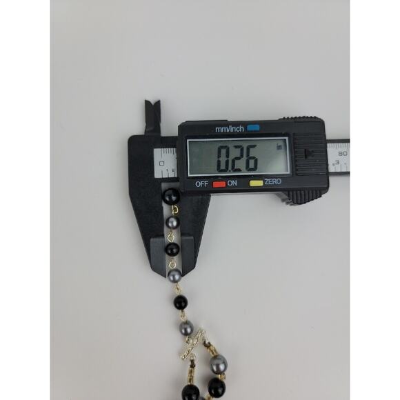 Necklace 2 Strand Black Gray Silver Design Beaded Vintage Marked Japan 13 15 in - Picture 11 of 11